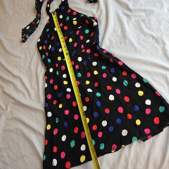 RIXO Black Multicolor Rainbow Polka Dot Halter Dress - Picture 3 of 10